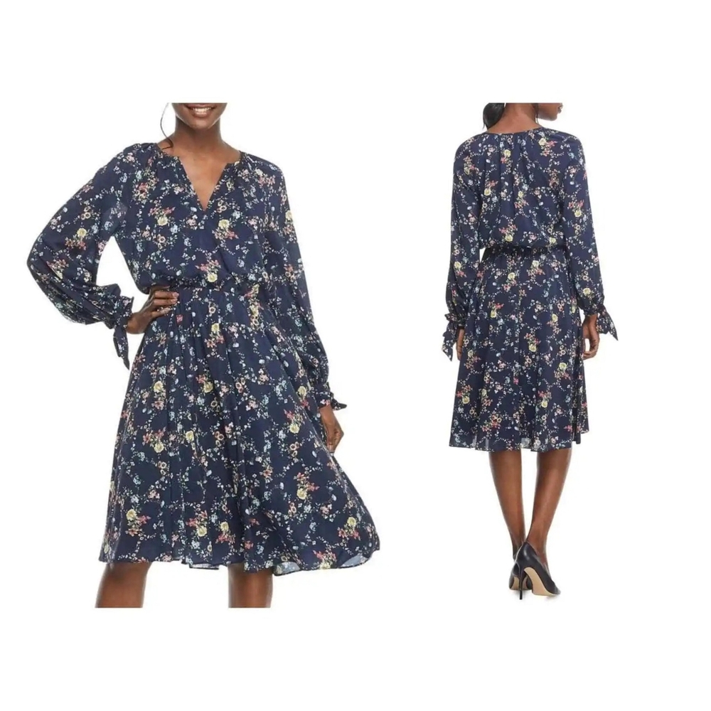 Gal Meets Glam Blue Floral Dress Size 8 Wedding Guest Summer Party